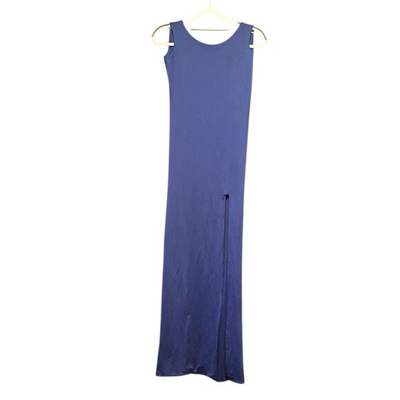 SCK THE LABEL Midi Tank Dress •8• Stretch Jersey Blue Maxi High Slit Australia - Picture 3 of 6